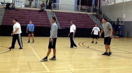 FACULTY/STAFF SCORE A 3-1 WIN OVER STUDENTS IN INTRAMURAL VOLLEYBALL