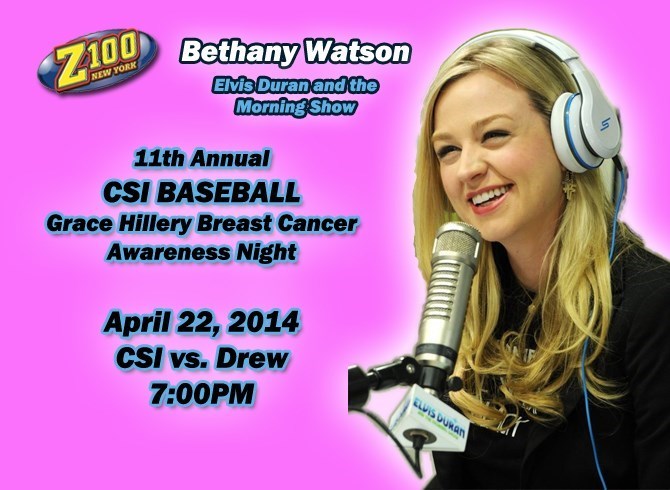 Z100’s BETHANY WATSON TO PITCH IN ON ANNUAL BREAST CANCER AWARENESS NIGHT