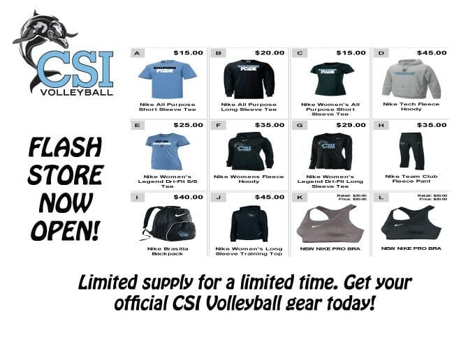 CSI VOLLEYBALL FLASH STORE NOW OPEN!