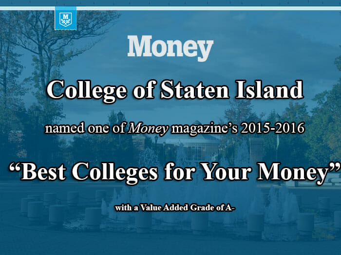 CSI Tops MONEY Magazine’s Best Colleges List for 2015-2016