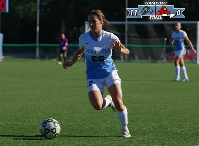 HATTRICK FROM RUSSO LEADS DOLPHINS TO 11-0 VICTORY OVER YORK COLLEGE