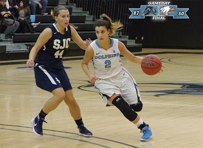 SOPHOMORE DUO HELP DOLPHINS CRUISE PAST EAGLES, 87-50