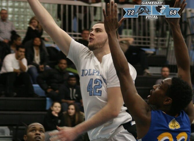 DOLPHINS OPEN WITH A STATEMENT; TURN BACK STOCKTON, 72-68