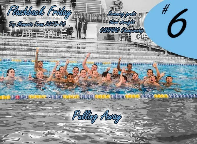FLASHBACK FRIDAY – #6 MEN’S SWIMMING RUNS AWAY WITH THIRD-STRAIGHT TITLE