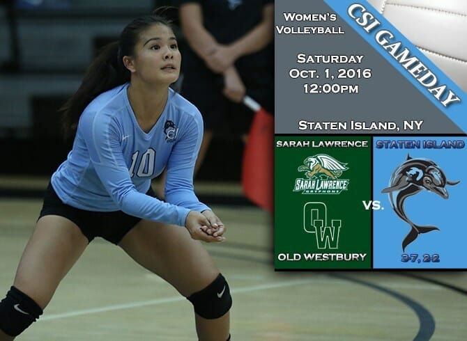 CSI GAMEDAY: WOMEN’S VOLLEYBALL VS. SARAH LAWRENCE/OLD WESTBURY, 11AM & 1PM