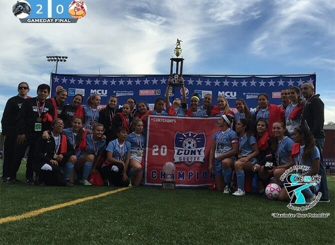DOLPHINS SPRINT PAST BULLDOGS FOR SECOND STRAIGHT CUNY TITLE, 2-0