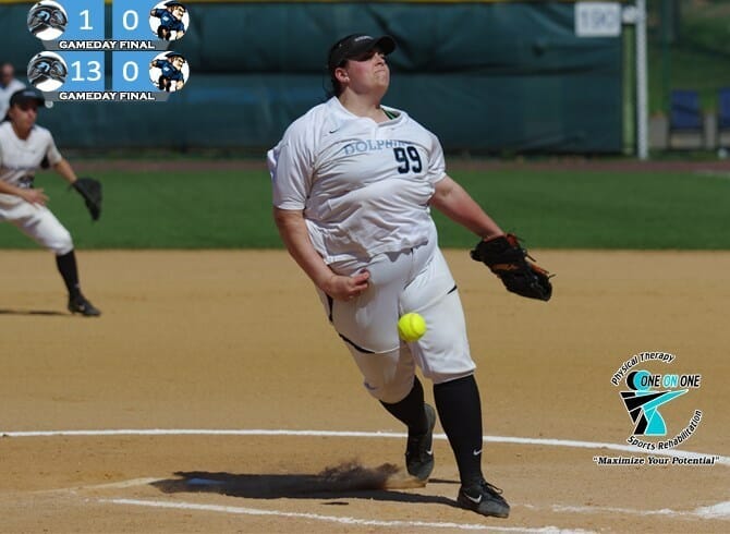 CAUTELA BLANKS COLONIALS IN GAME ONE WHILE A. MEAGHER AND THE DOLPHINS OFFENSE SHINE IN GAME TWO, 1-0, 13-0