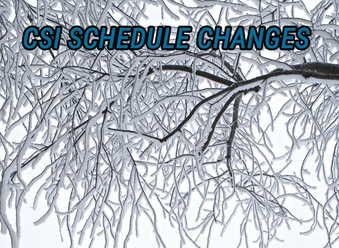 WEEKEND SCHEDULE ALTERED DUE TO WEATHER