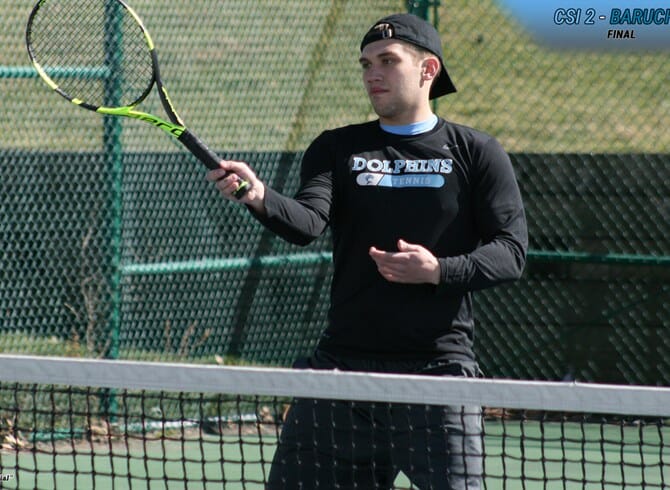 BARUCH HANDS DOLPHINS DEFEAT IN CUNYAC TENNIS PLAY, 7-2