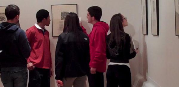 Students viewing an art history exhibit recently at CSI.