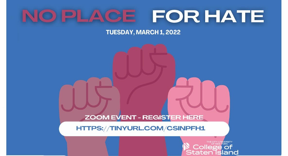 No Place for Hate Event Scheduled for March 1