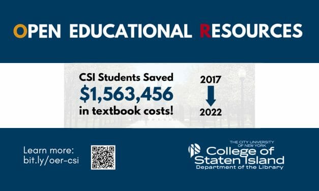 CSI Library Receives $93.5K in Additional OER Funding