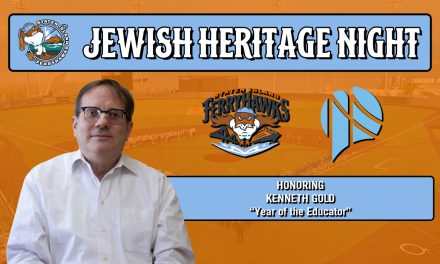 CSI Professor Kenneth Gold Honored at Staten Island FerryHawks’ Jewish Heritage Night