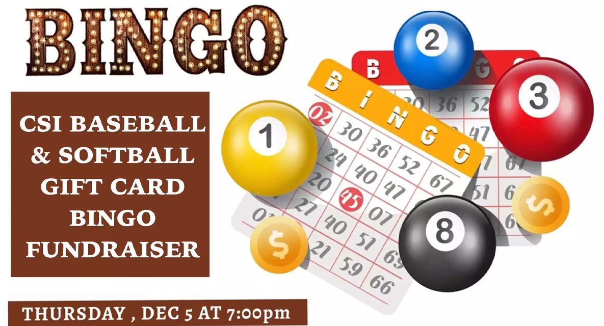 CSI Baseball and Softball Team Up for Bingo Fundraiser on December 5