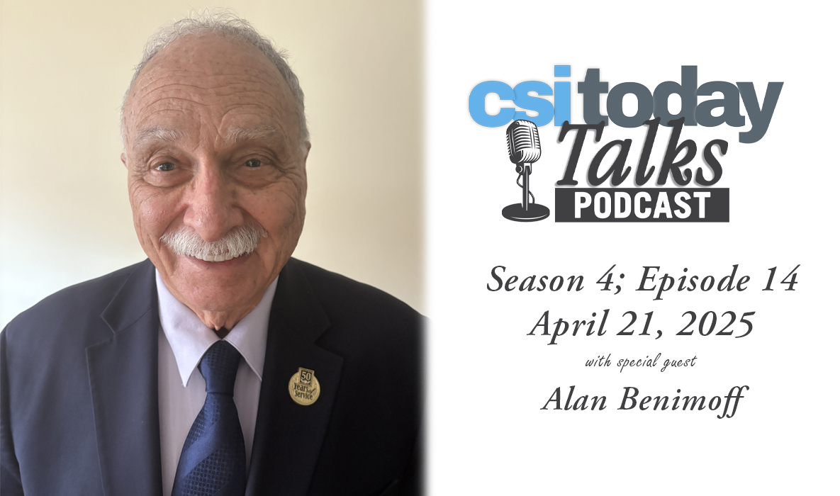 A promo for CSI Today Talks with Alan Benimoff