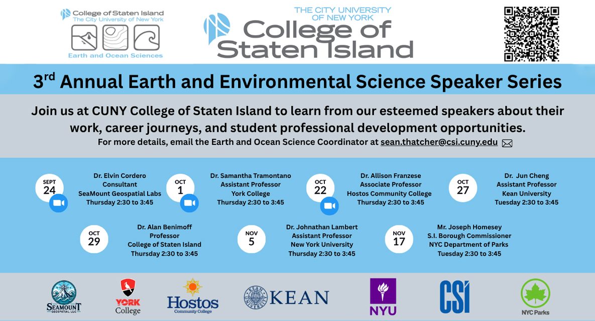 College of Staten Island Announces Third Annual Earth and Environmental Science Speaker Series