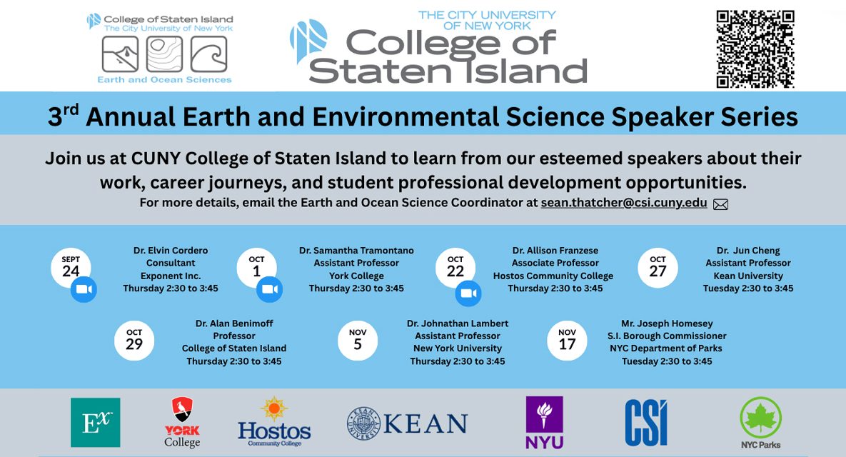College of Staten Island Announces Third Annual Earth and Environmental Science Speaker Series